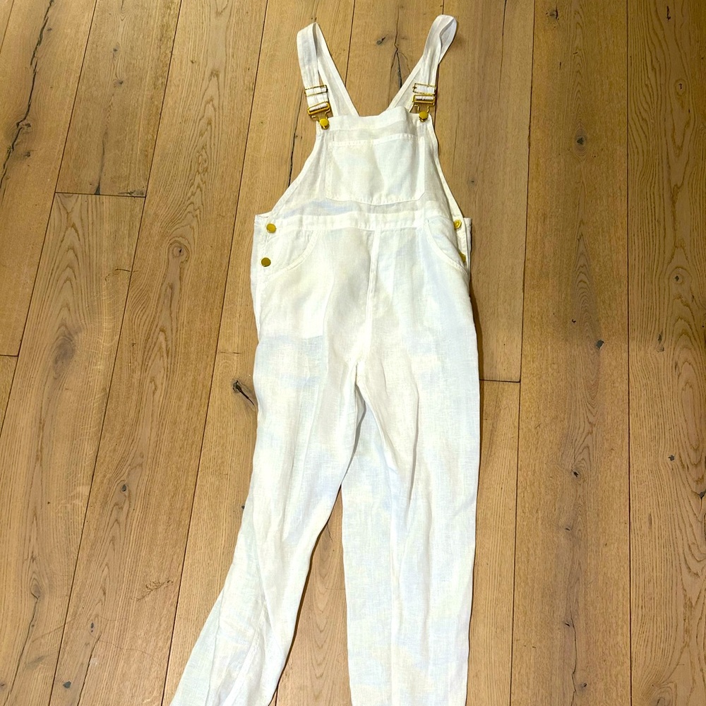 We Wore What Women's White Linen Overalls